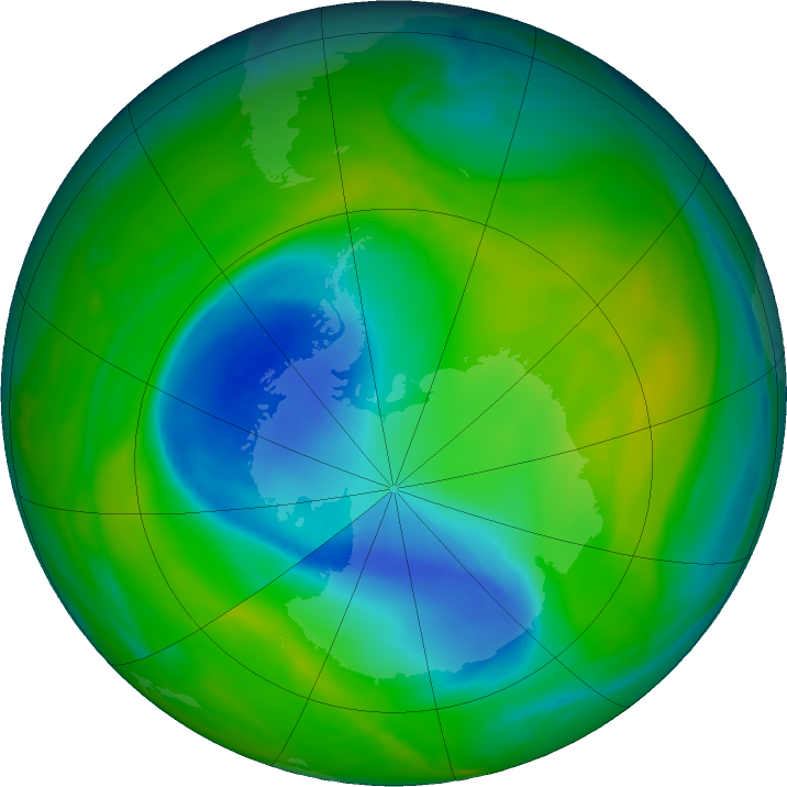 Antarctic ozone map for 25 November 2018
